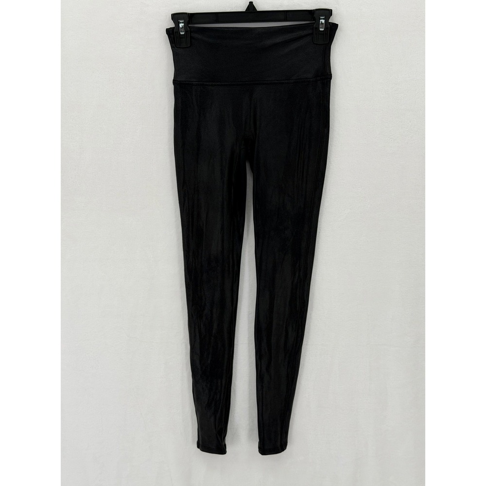 Spanx Leggings Womens Small Black Faux Leather Smoothing Shaping Compression